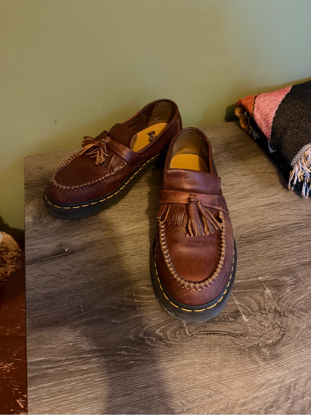 Dr. Martens Brown Leather Tassel Penny Loafers